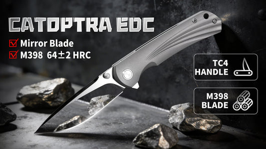 Catoptra EDC Knife | Mirror-Polished M398 Blade &amp; TC4 Handle