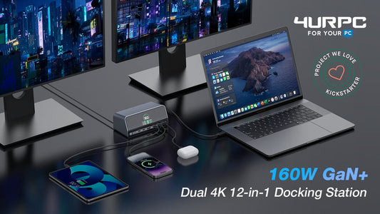 4URPC 160W GaN+ 12-in-1 Dock with Power & Resolution Display