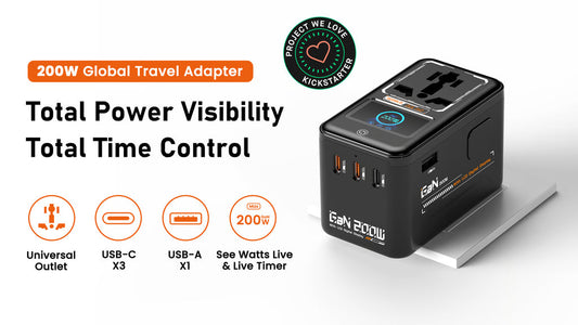 6th GaN 200W Travel Adapter — See Every Watt, Time Every Charge