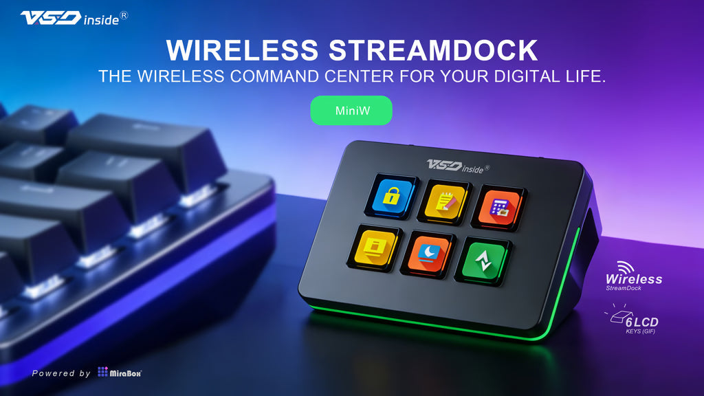 VSDinside Stream Dock MiniW | Wireless LCD Keys Control Deck