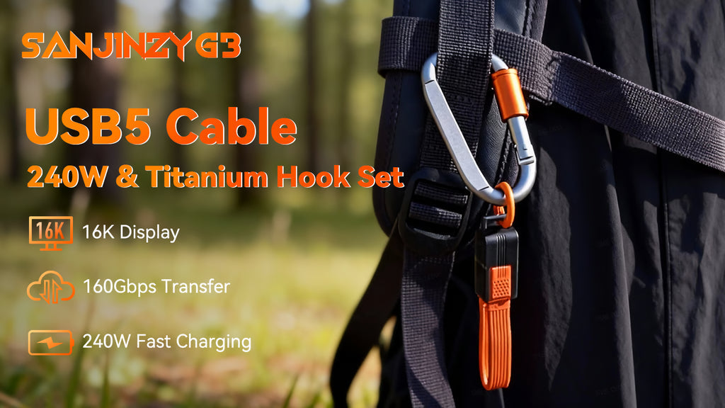 SANJINZY G3: Modular 240W USB 5 Cable & Titanium Buckle Set