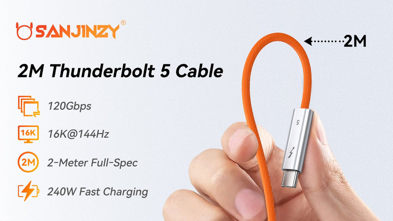 Sanjinzy G5 2-meter Thunderbolt 5 cable official Kickstarter video cover