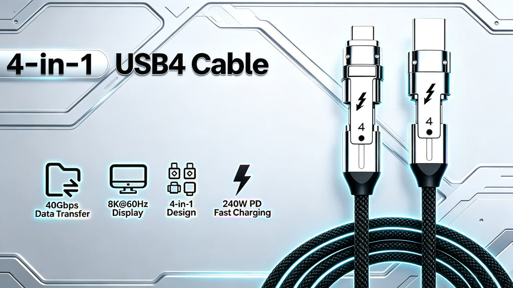 MechaCable: 40Gbps 240W 4-in-1 Mecha-Style USB4 Cable