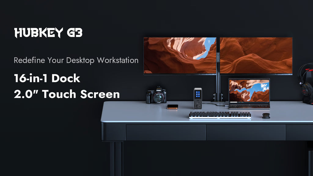 HubKey: 16-in-1 Dual 4K Docking Station with 2" Touchscreen