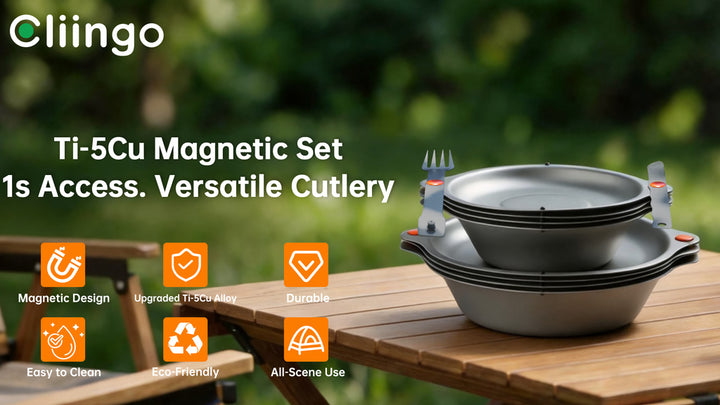 Cliingo Ti-5Cu Magnetic Set. 1s Access. Versatile Cutlery