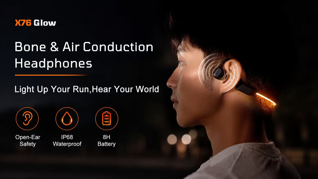 X76 Glow: Bone & Air Conduction Headphones for Night Running