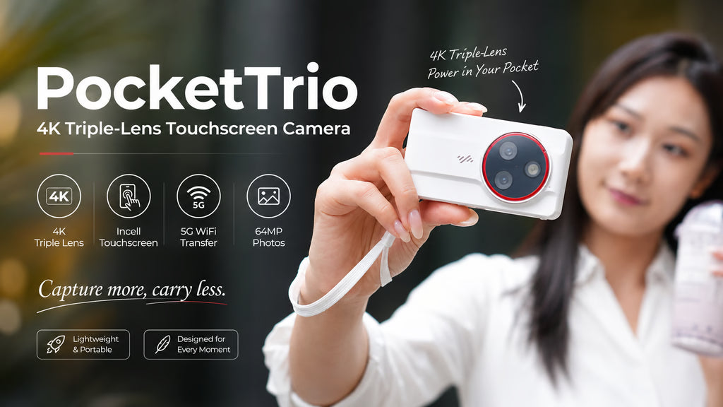 PocketTrio: 4K Triple-Lens Touchscreen Camera