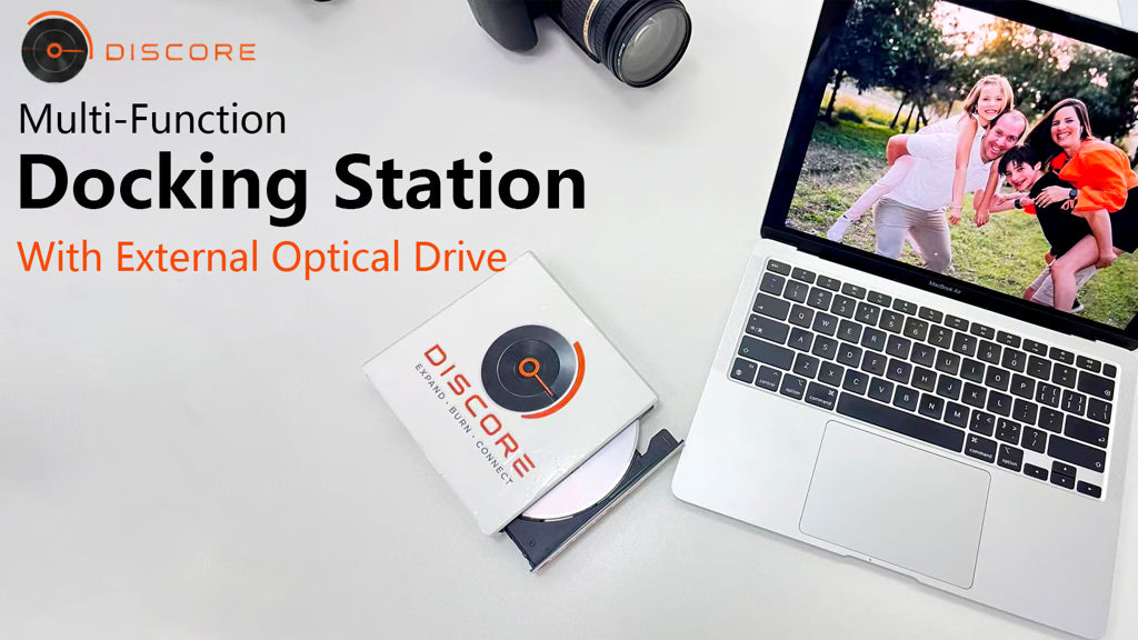 DISCORE: 9-in-1 DVD Drive Hub for Creators, Ports & Storage