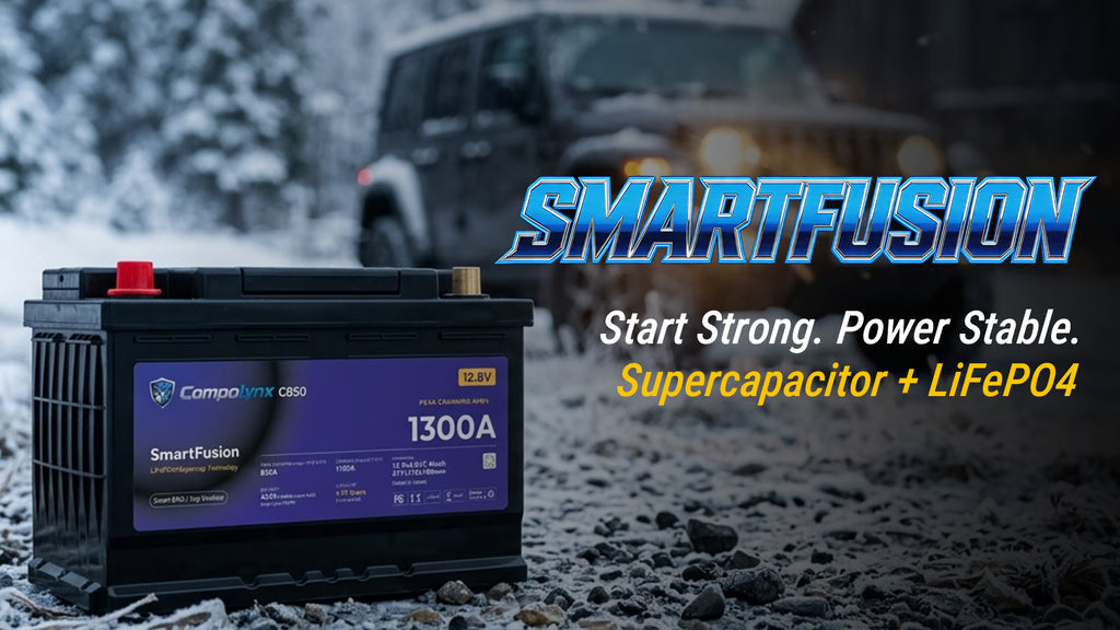 SmartFusion: Supercapacitor + LiFePO4 12V Car Battery