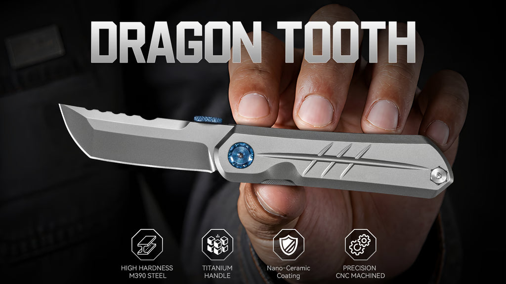 DWSTN Dragon Tooth: Ti M390 Steel Pocket Folding EDC Knife