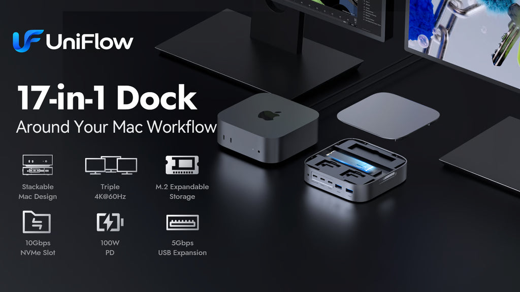 UniFlow D1: 17-in-1 Compact Desktop Dock Around Your Mac
