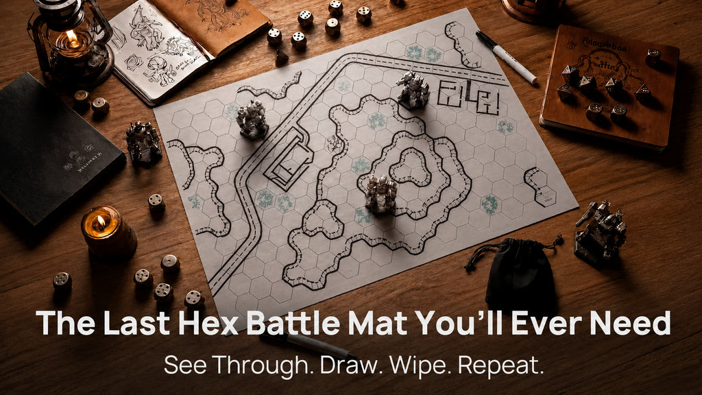 HEYtrace Hex- Traceable, Reusable Curl-Free Battle Mat