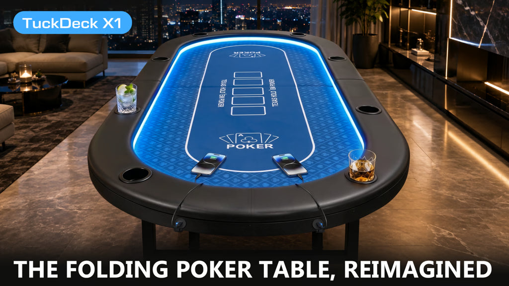 TuckDeck X1: The Folding Poker Table With Charging Station.