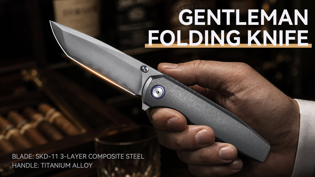 DWSTN GENTLEMAN: SKD-11 Steel & Titanium EDC Pocket Knife