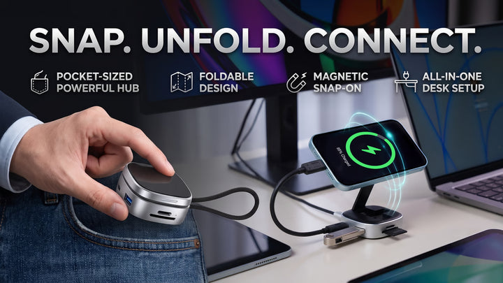 Twopan T11: Portable Magnetic Multi-port USB-C Hub Stand